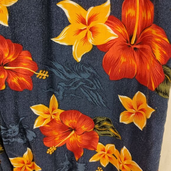 Vintage Red Dragon Hawaiian Shirt By Kennington L Floral Surf Print Short Sleeve - Picture 5 of 8